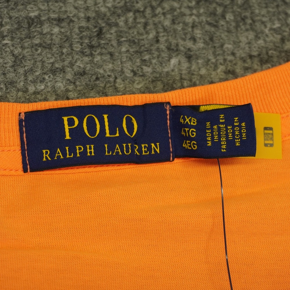 NEW Polo Ralph Lauren T-Shirt Mens 4XB Orange Short Sleeve Graphic Pony Logo Tee - Picture 4 of 10